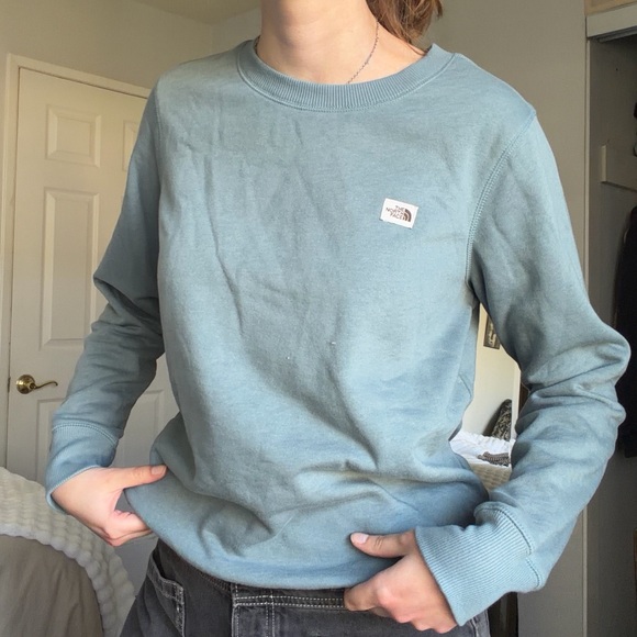The North Face Tops - North Face Green Blue Crewneck Sweatshirt